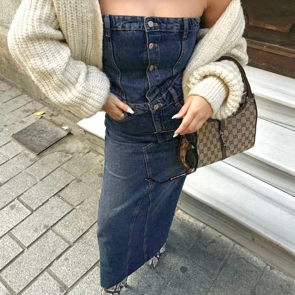 NEW Zara denim midi dress - Picture 2 of 16